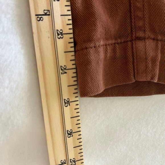 Quince Pants SZ4 Brown Organic Stretch Cotton Twill Wide-Leg Crop Relaxed - Picture 9 of 12